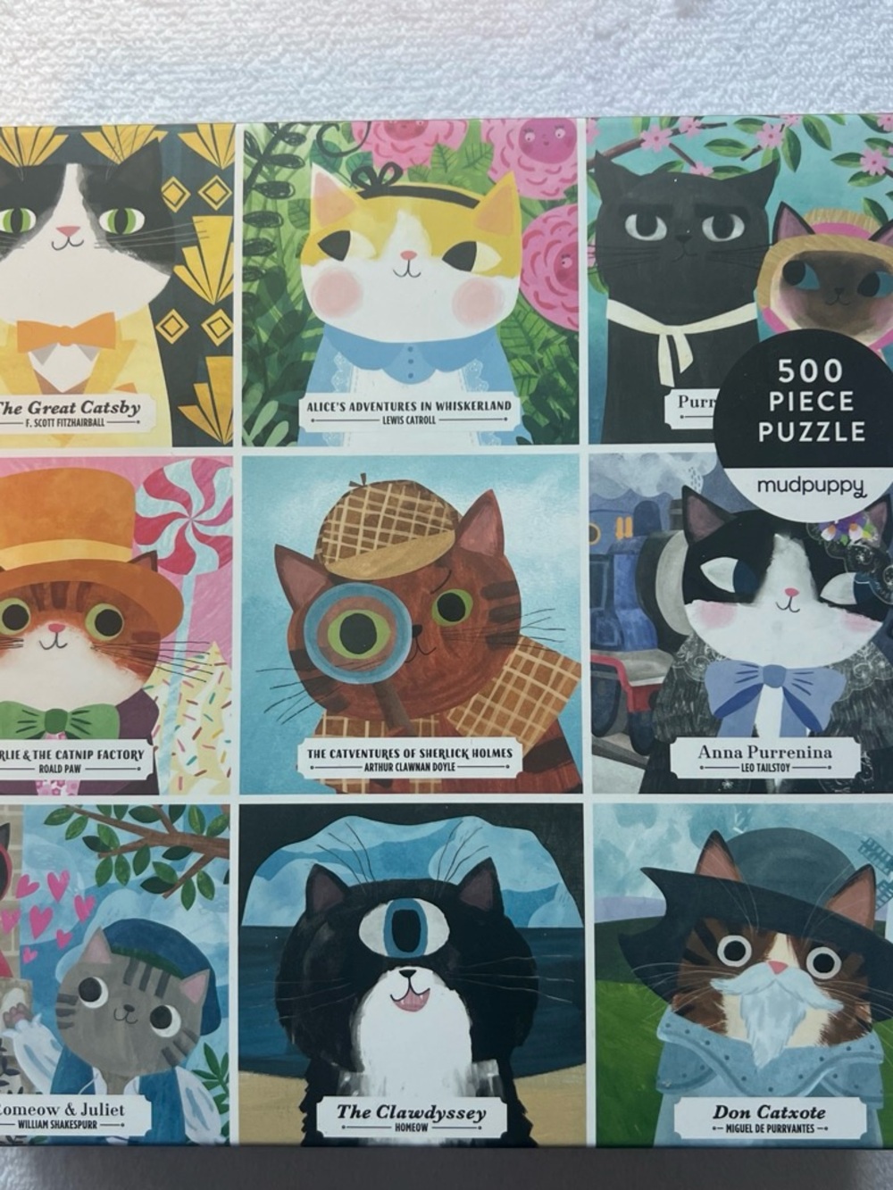 NEW-500-Piece Puzzle - Cat Book Covers (Multicolor)